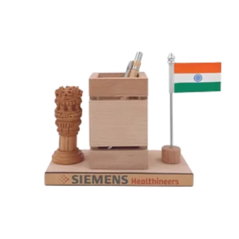 OS378 Wooden Pen Stand with Ashoka Pillar...