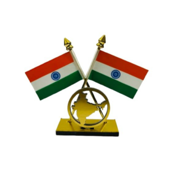 OS394 🇮🇳 Dual Indian Flag Desk Showpiece...