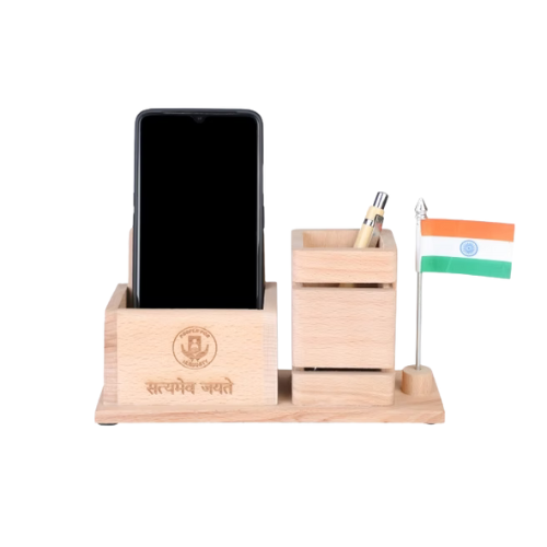 WK-02 Wooden Pen Stand with Flag