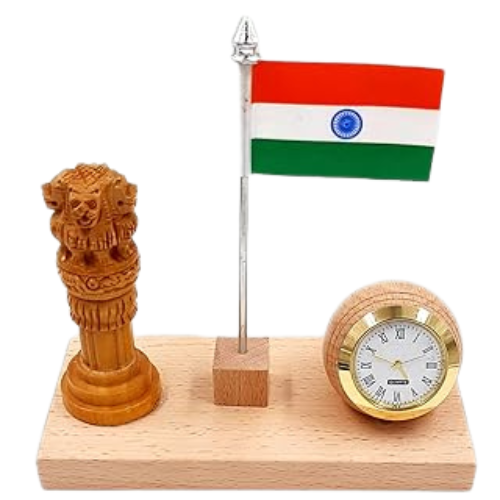 WK-55 Executive Wooden Desk Set with Flag & Clock