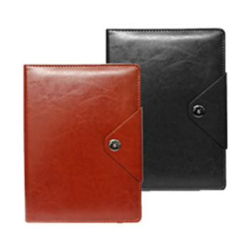 OS124 Premium Leatherette Executive Notebook with Button Closure