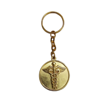 OS242 Premium Gold Round Metal Keychain...